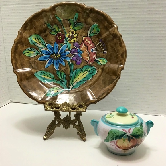 VTG Disapia Italy Ceramic Hand Painted Floral Bowl Dish, small ceramic bowl lid - Picture 1 of 14